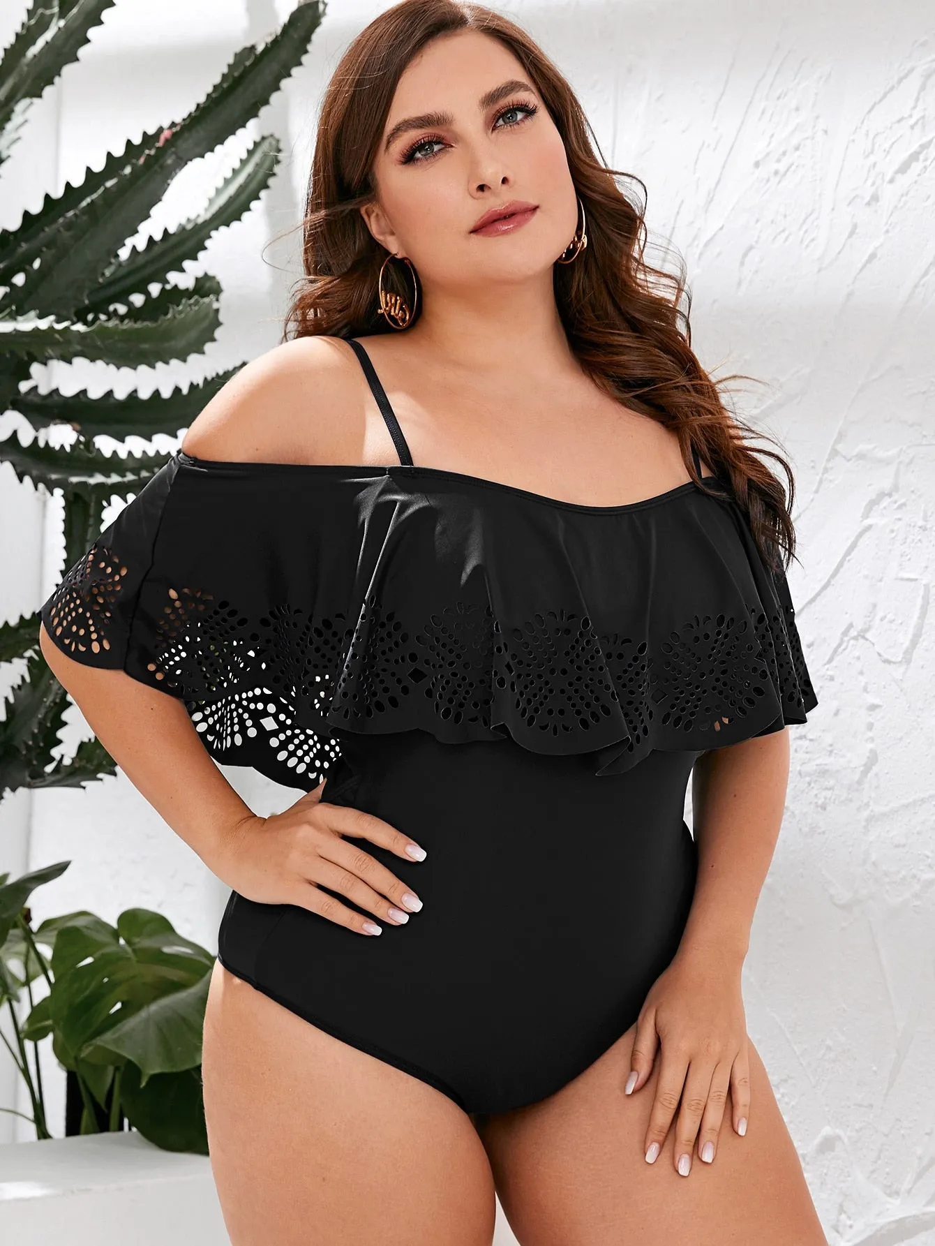 Elegant Off The Shoulder Plus Size One-Pieces
