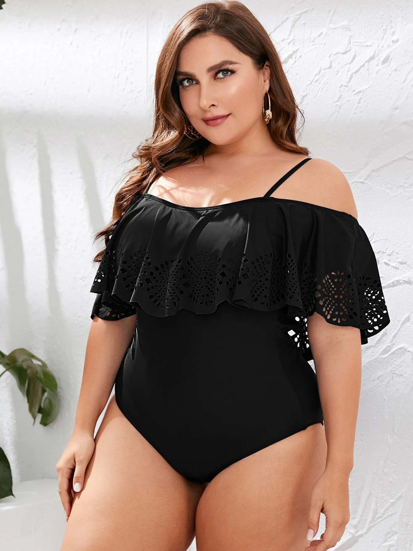 Elegant Off The Shoulder Plus Size One-Pieces