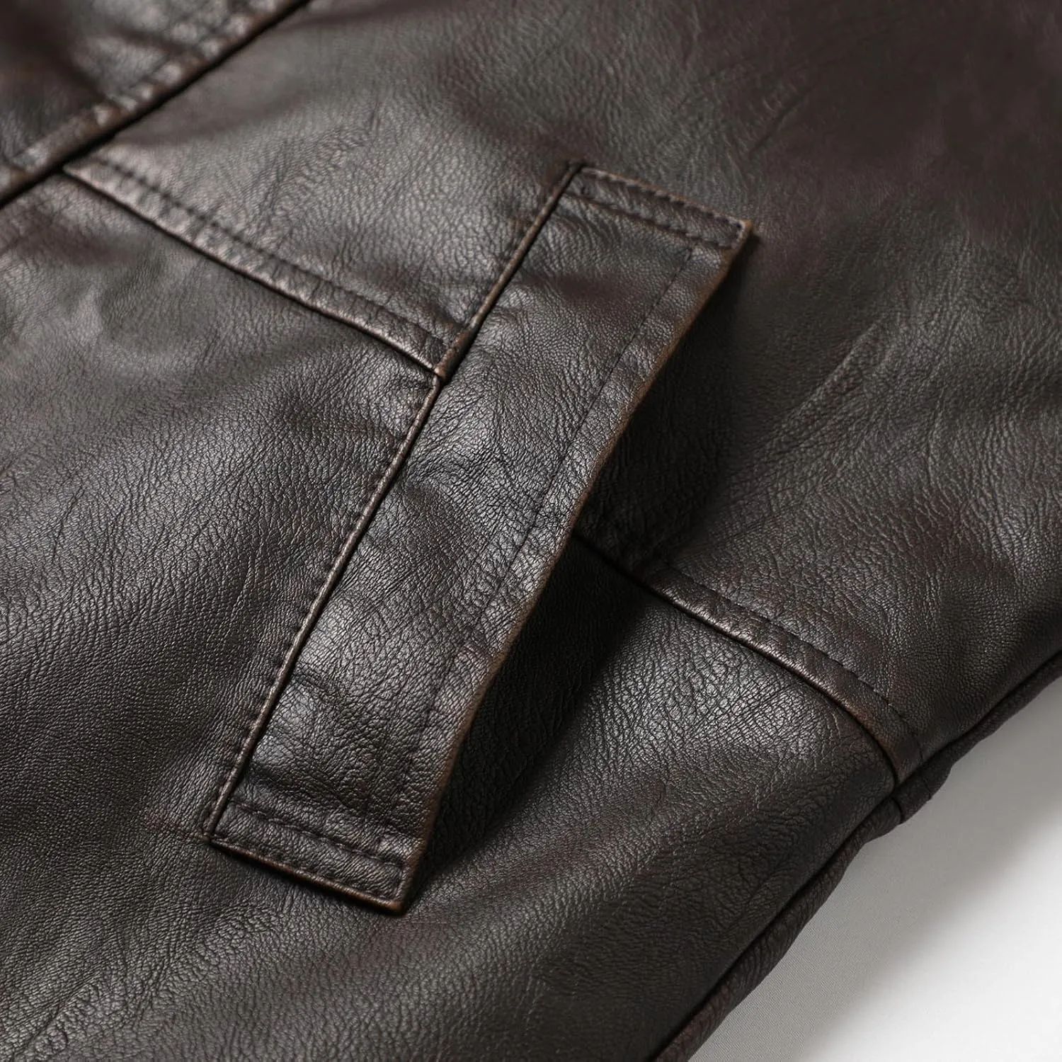Faux Leather Motorcycle Jackets for Men Winter Coats Warm Fleece Lined Jacket Zipper Parka Outerwear Long Trench Coat