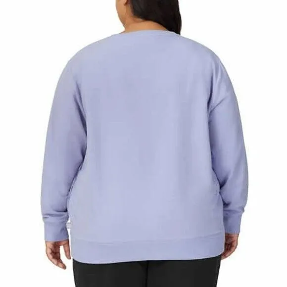 FILA Soft Cotton Blend French Terry Crewneck Relaxed Fit Sweatshirt Top