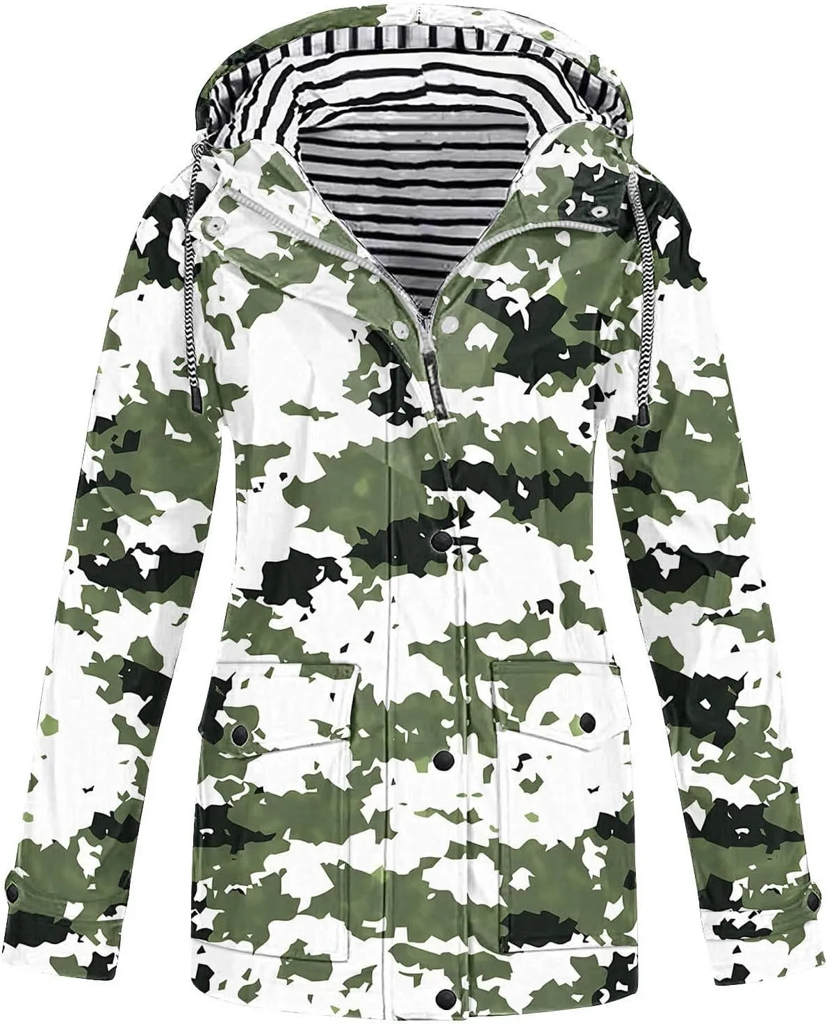 Firzero Rain Jacket Womens Waterproof with Hood Plus Size Raincoat Waterproof Long Hooded Trench Coats Lined Windbreaker
