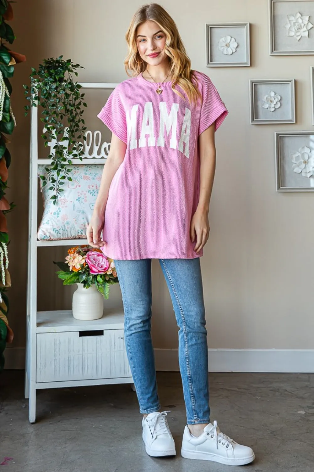 Full Size Letter Graphic Short Sleeve T-Shirt
