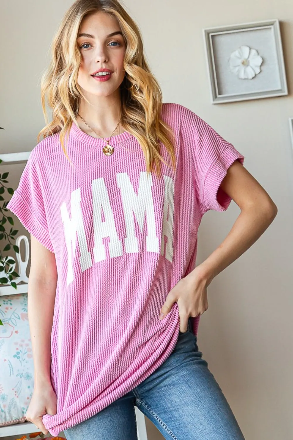 Full Size Letter Graphic Short Sleeve T-Shirt