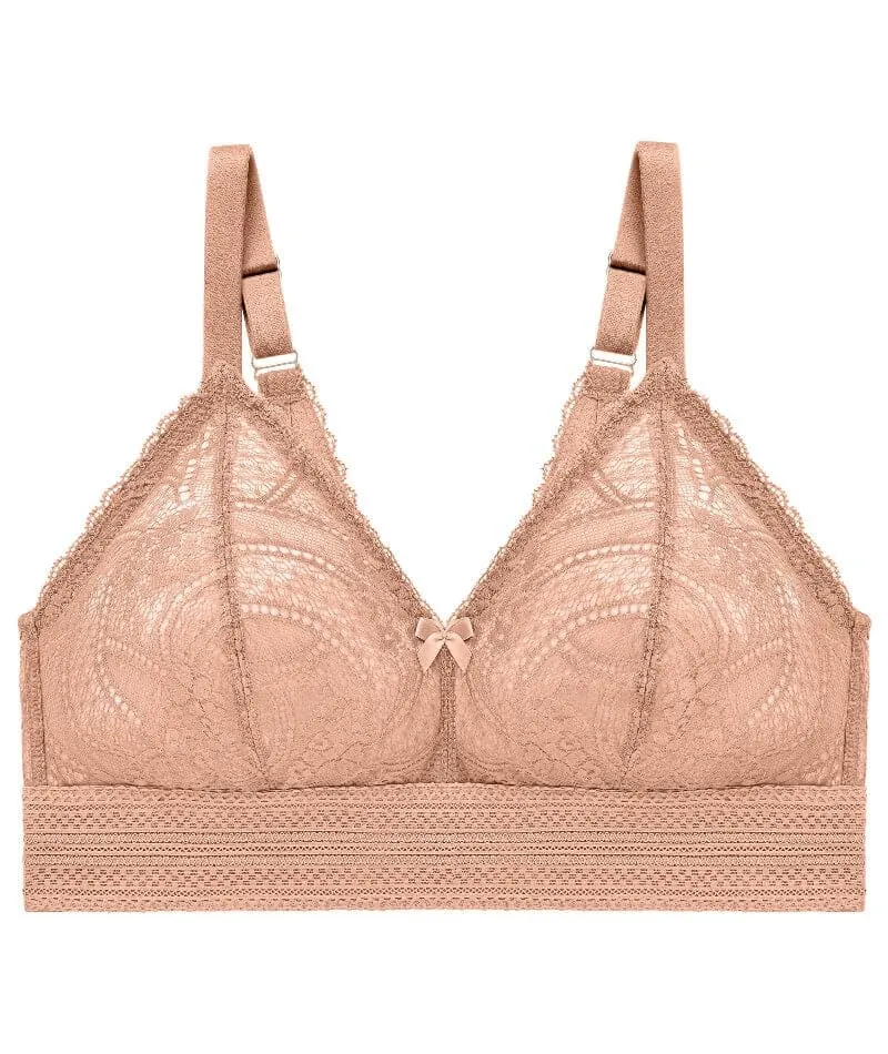 Glamorise Bramour Gramercy Luxe Lace Wire-Free Bralette - Cappuccino