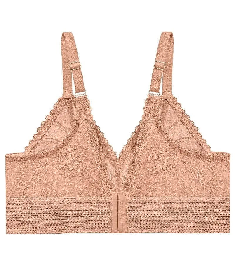 Glamorise Bramour Gramercy Luxe Lace Wire-Free Bralette - Cappuccino