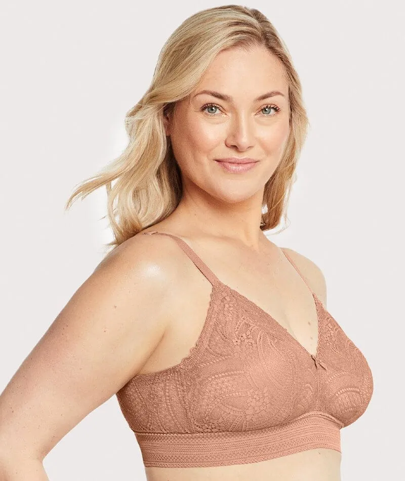 Glamorise Bramour Gramercy Luxe Lace Wire-Free Bralette - Cappuccino