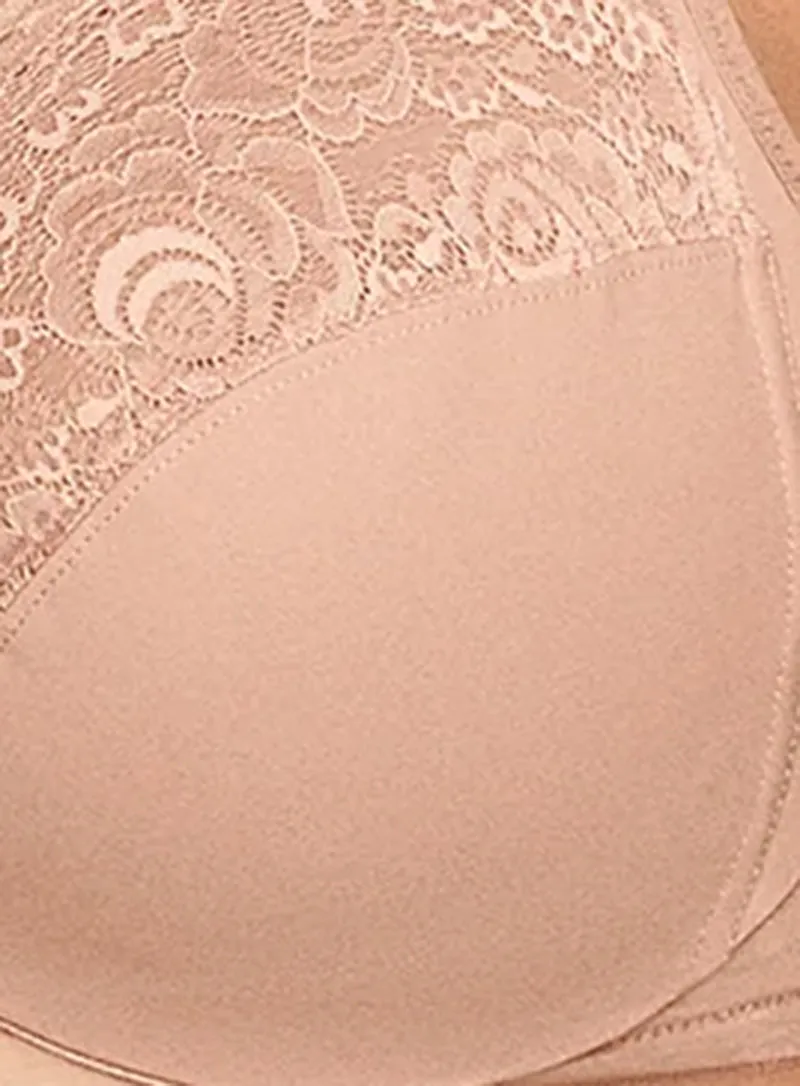 Glamorise: Wonderwire Plunge Bra With Padded Straps Cappuccino