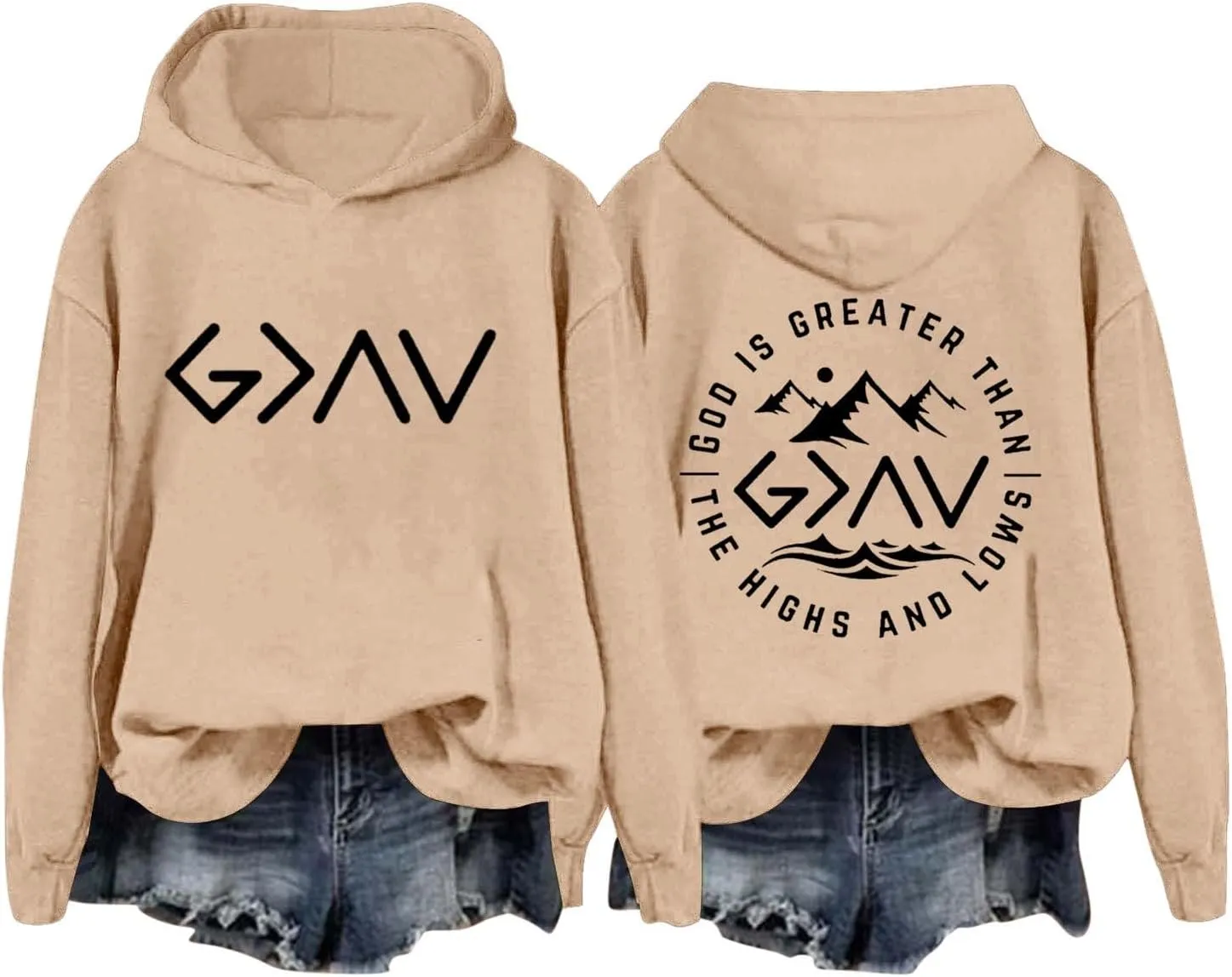 God Is Greater Than The Highs And Lows Christian Sweatshirts For Women Bible Verse Drawstring Lounge Pullover