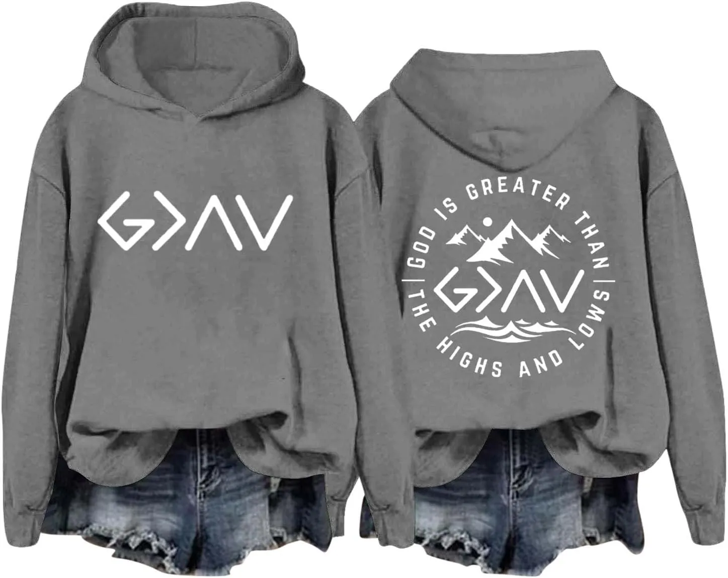 God Is Greater Than The Highs And Lows Christian Sweatshirts For Women Bible Verse Drawstring Lounge Pullover