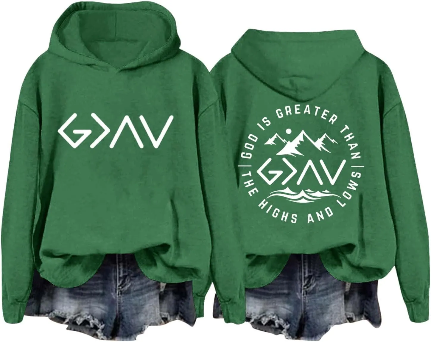 God Is Greater Than The Highs And Lows Christian Sweatshirts For Women Bible Verse Drawstring Lounge Pullover