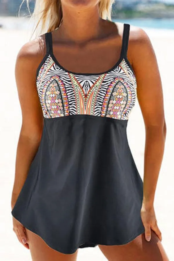 Graphic Print Casual Tankini Set