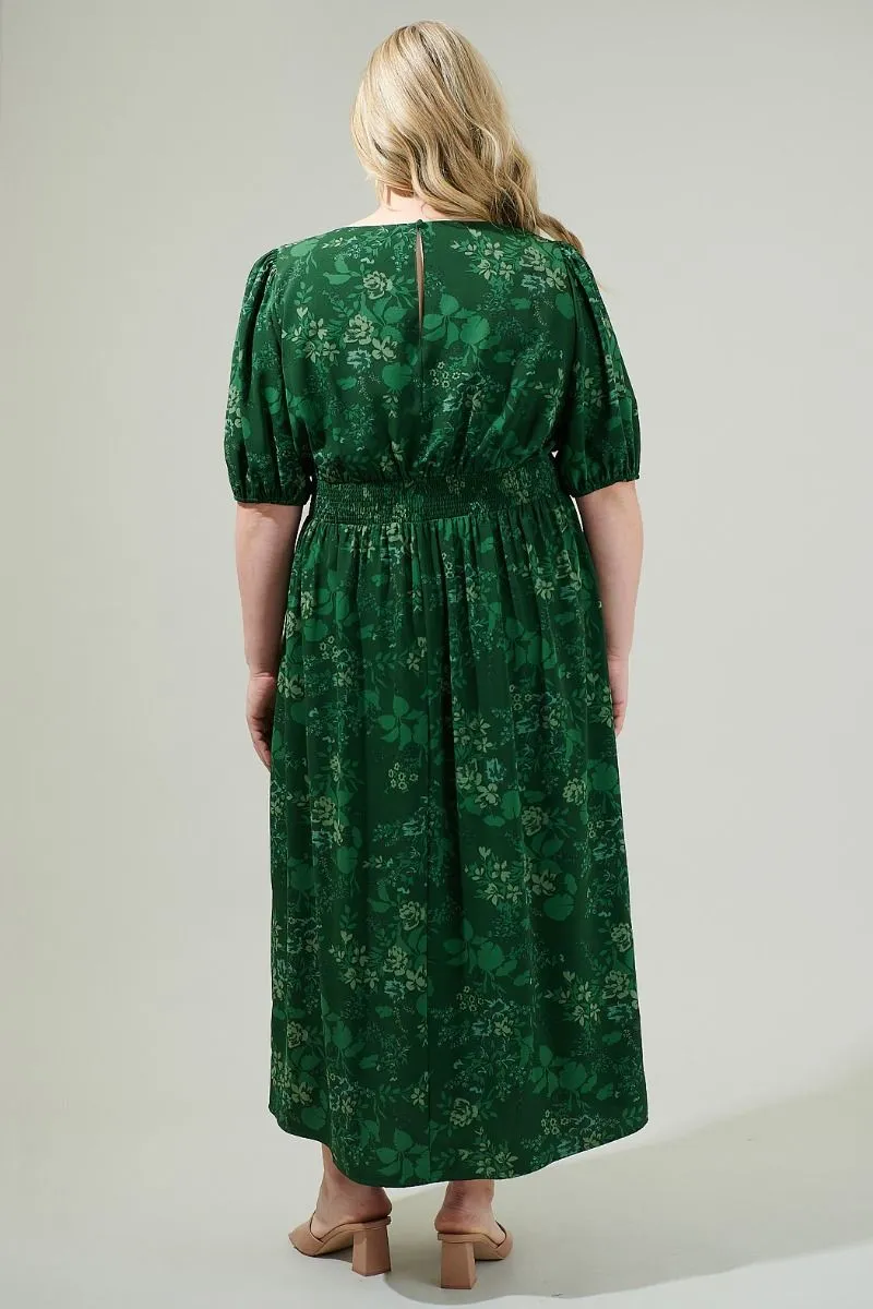 Green Floral Midi/Maxi with Slit