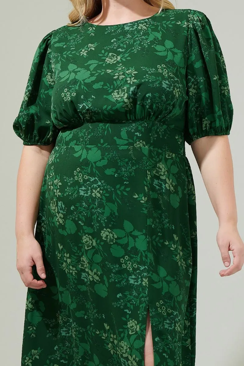 Green Floral Midi/Maxi with Slit