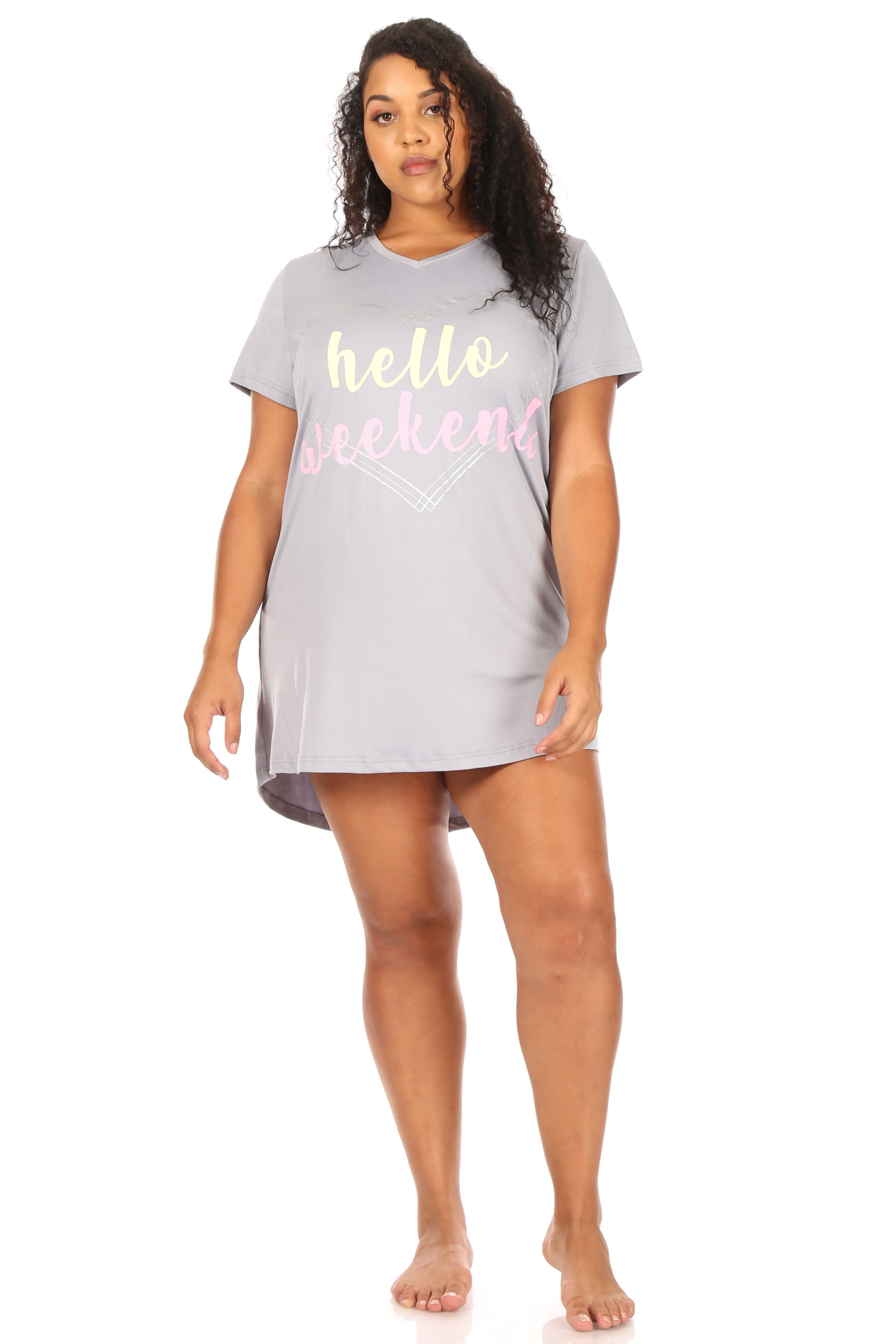 Hello Weekend Plus Size Nightshirt with Scrunchies