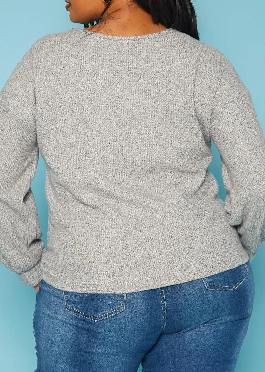 Hi Curvy Plus Size Women Lace Detail Knit Sweatshirts