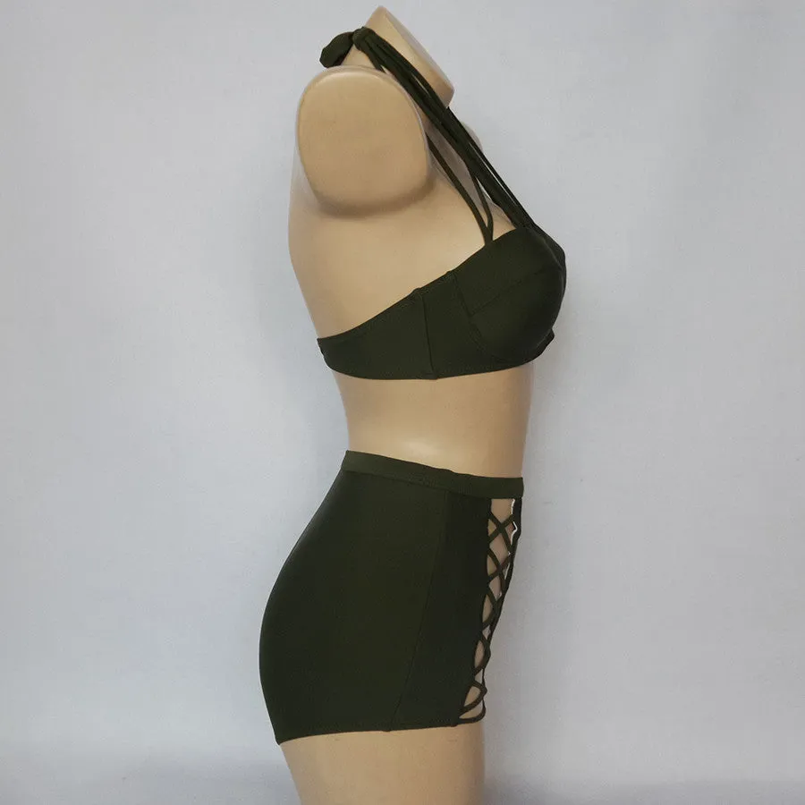 High Waist Strappy Bikini Set