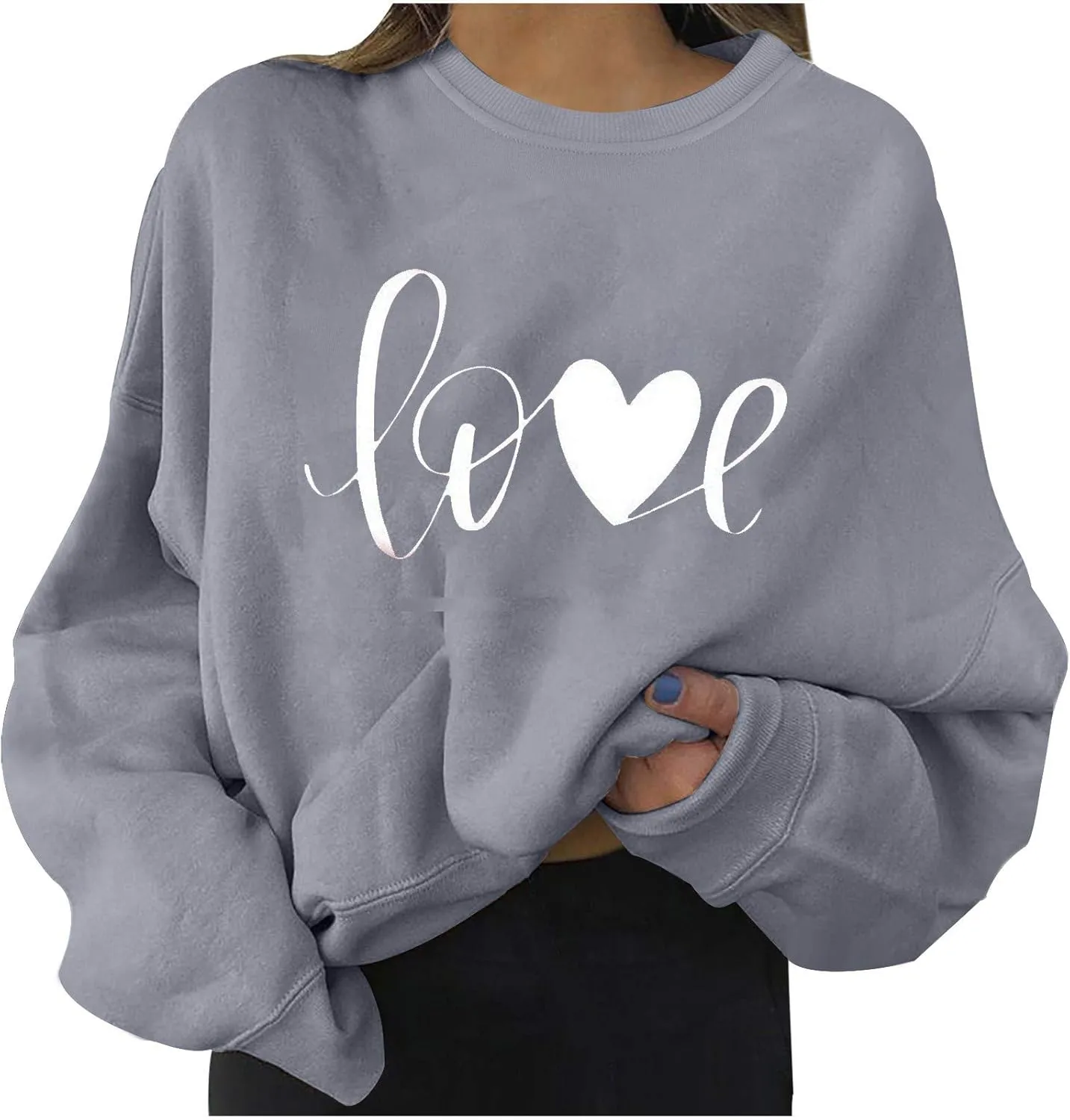 Hoodies for Teen Girls 14-16 Aesthetic Fashion Women's Warm Sweatshirt Casual Long Sleeve O Neck Soft Love