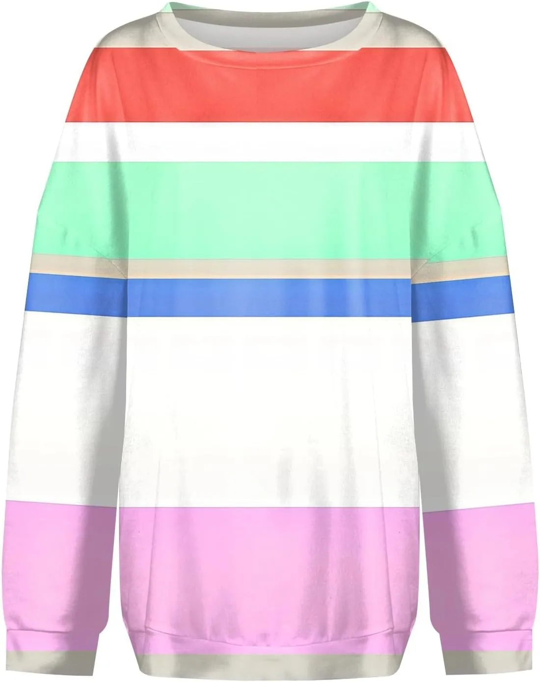 HTHLVMD Womens Sweatshirts Long Sleeve Crewneck Casual Striped Pullover Sweatshirts 2024 Outfits Fall Clothes for Women