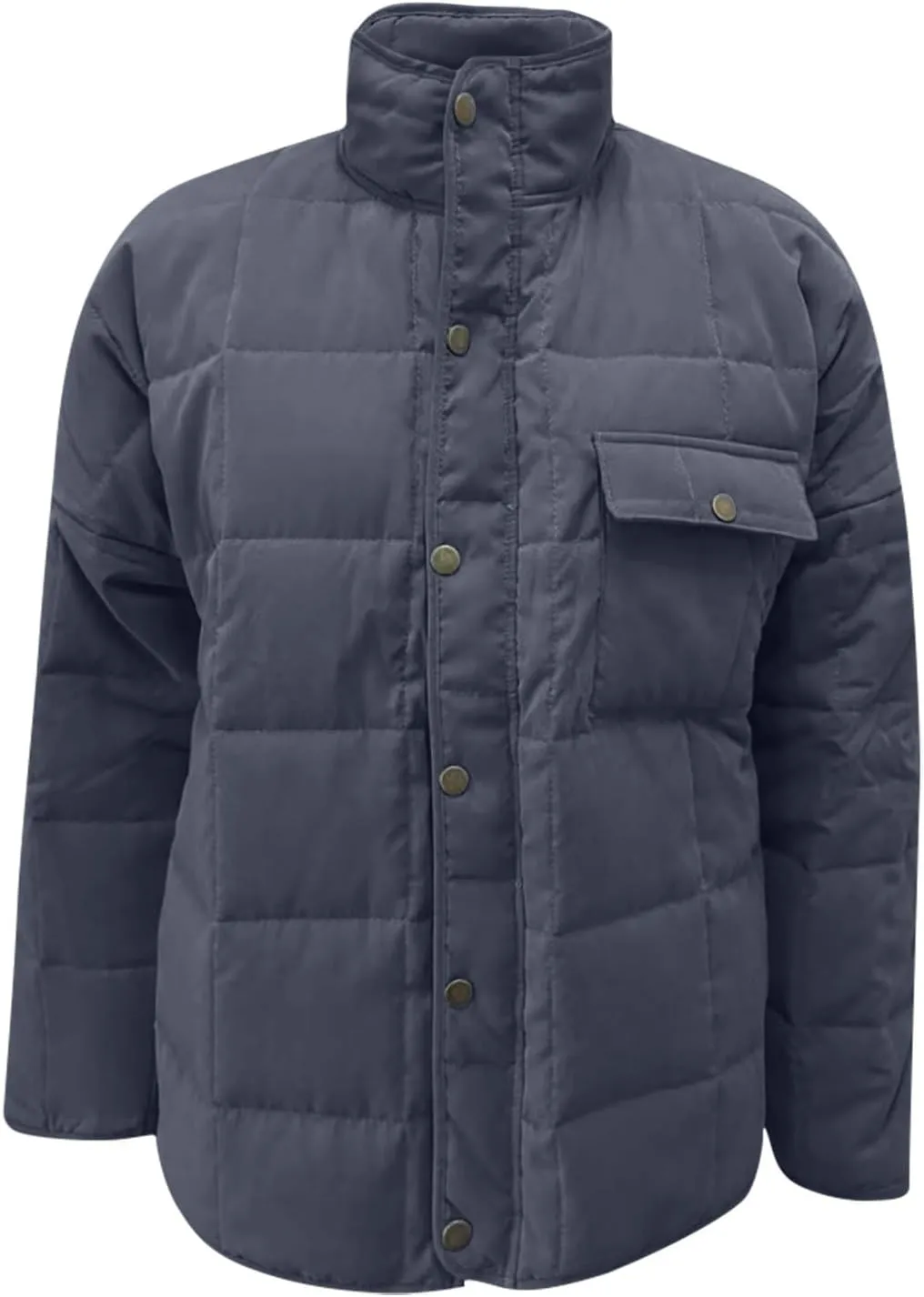 Hvyesh Winter Coats for Women Quilted Lightweight Puffer Jacket Long Sleeve Casual Loose Button Down Padding Outwear