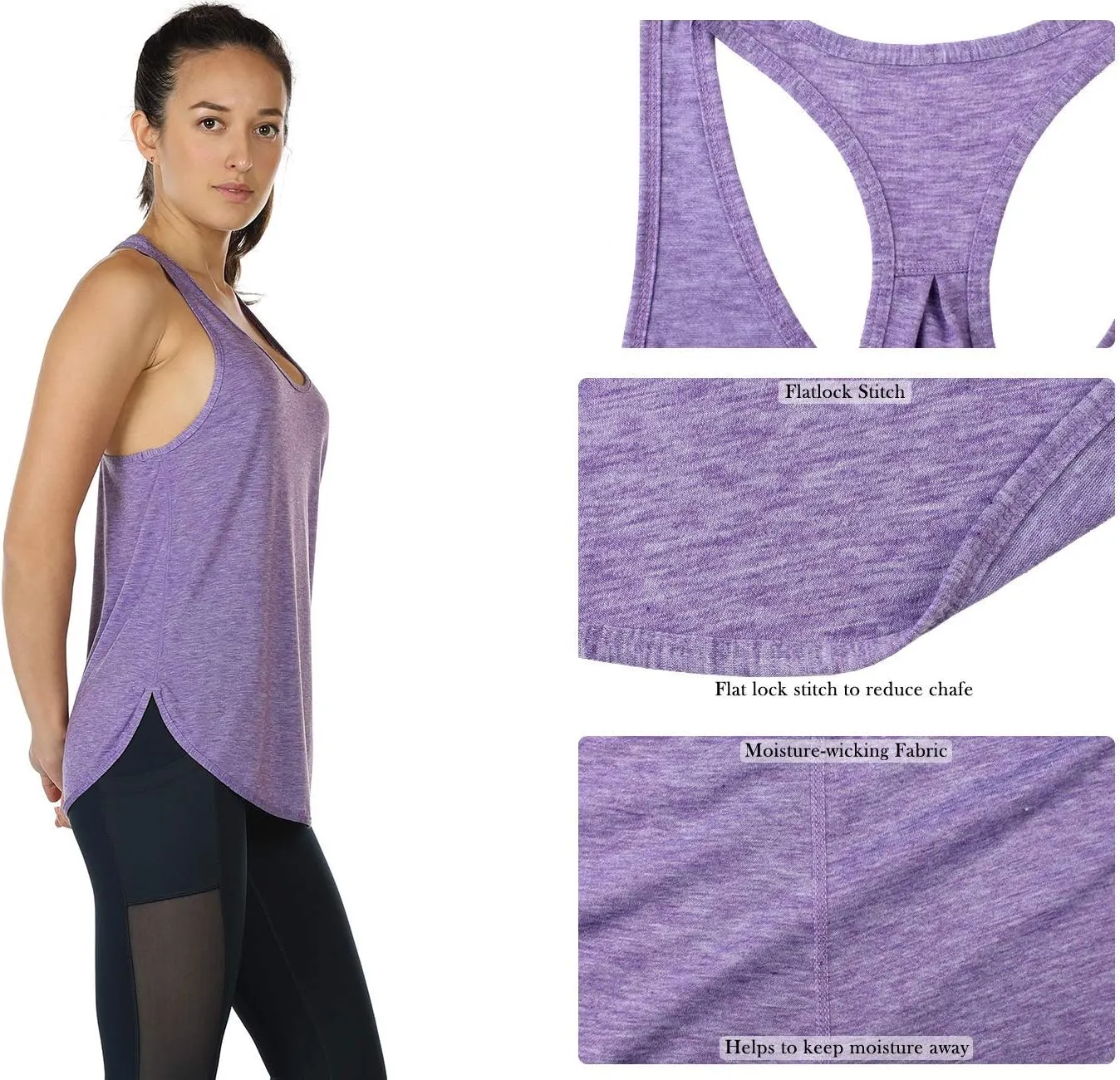 icyzone Workout Tank Tops for Women - Athletic Yoga Tops, Racerback Running Tank Top Loose Fit