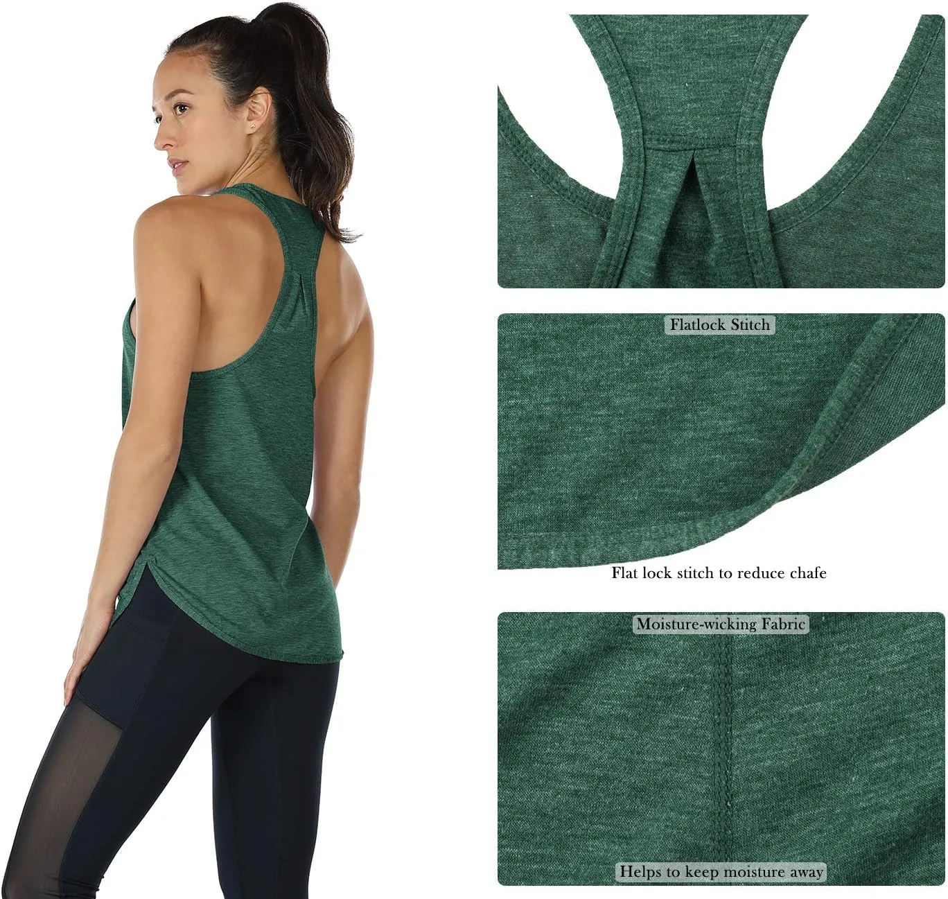 icyzone Workout Tank Tops for Women - Athletic Yoga Tops, Racerback Running Tank Top Loose Fit