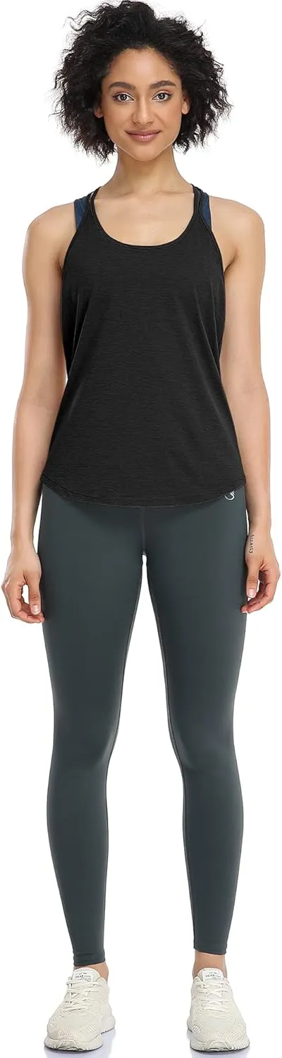 icyzone Workout Tank Tops for Women - Athletic Yoga Tops, T-Back Running Tank Top
