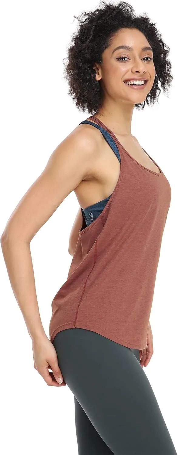icyzone Workout Tank Tops for Women - Athletic Yoga Tops, T-Back Running Tank Top