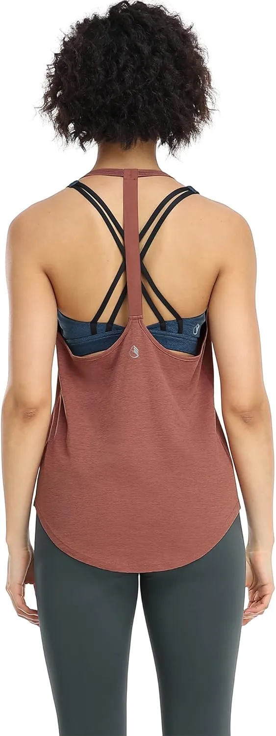 icyzone Workout Tank Tops for Women - Athletic Yoga Tops, T-Back Running Tank Top