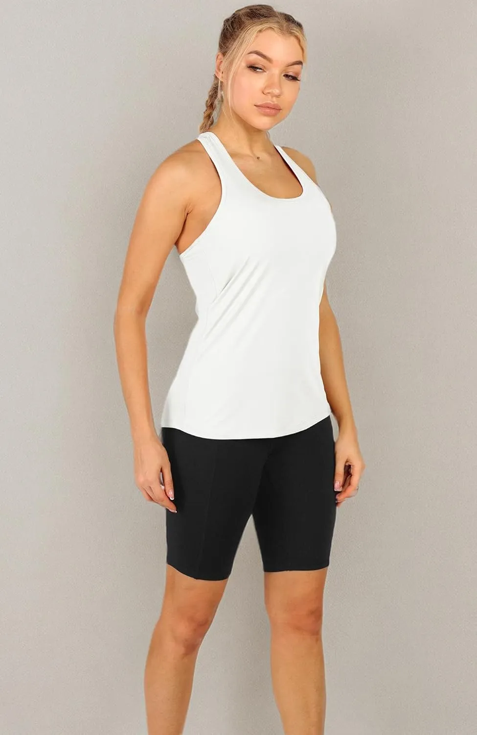 icyzone Workout Tank Tops for Women - Open Back Yoga Tops, Athletic Running Tank, Gym Shirts