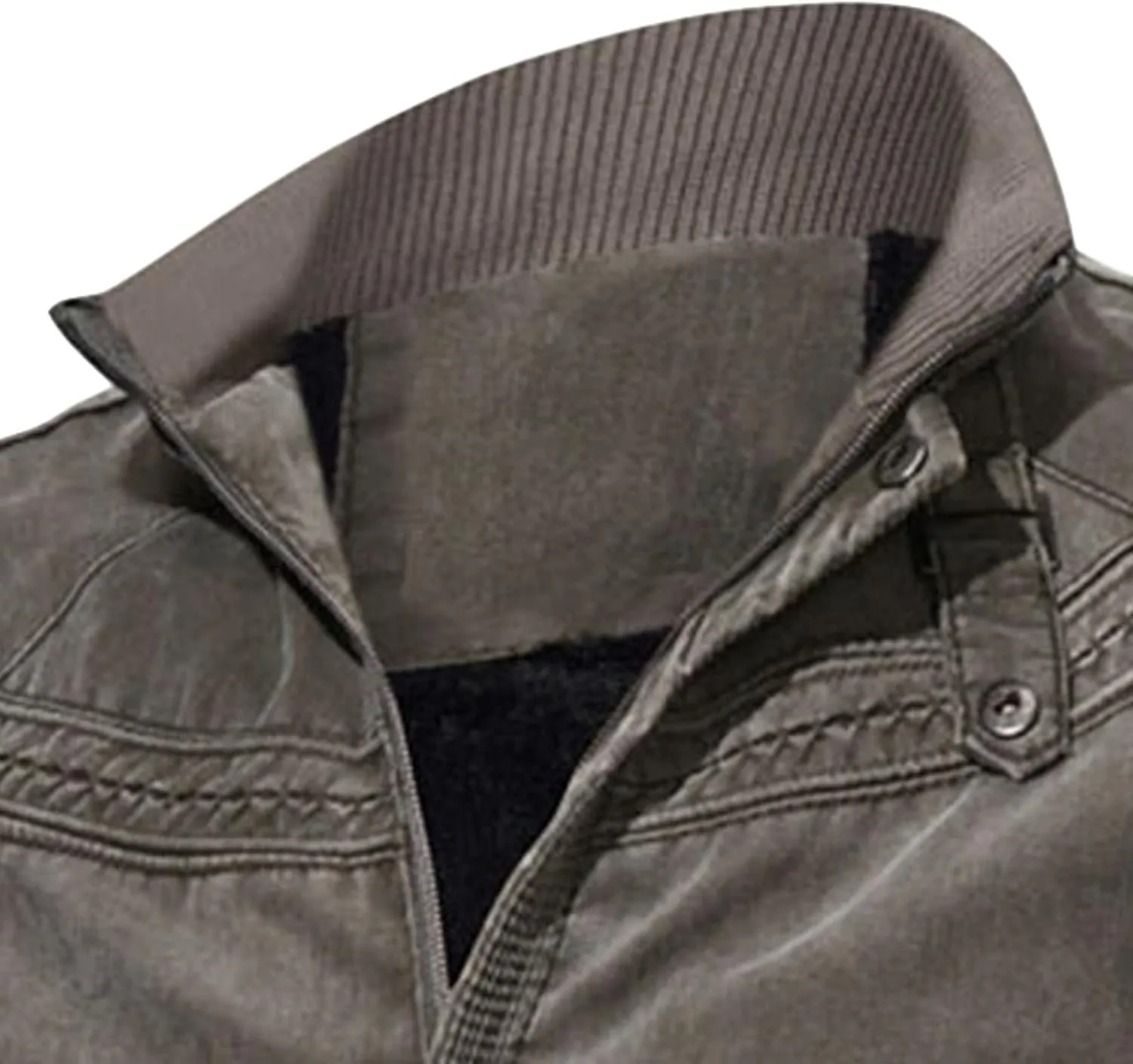 JEsilunmaMY Men's Wash Flight Bomber Jacket Vintage Zip Up Stand Collar Military Jacket Casual Winter Cotton Coat with Pocket