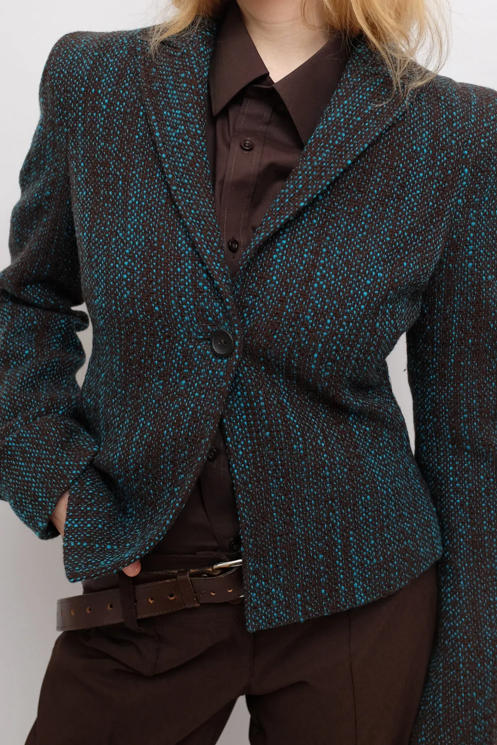 JOOP BROWN BLUE PURE WOOL VINTAGE BLAZER