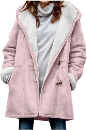 jsaierl Long Hoodies for Women Fleece Lined Hooded Jacket Comfy Warm Thicken Outerwear 2024 Winter Parka with Pockets