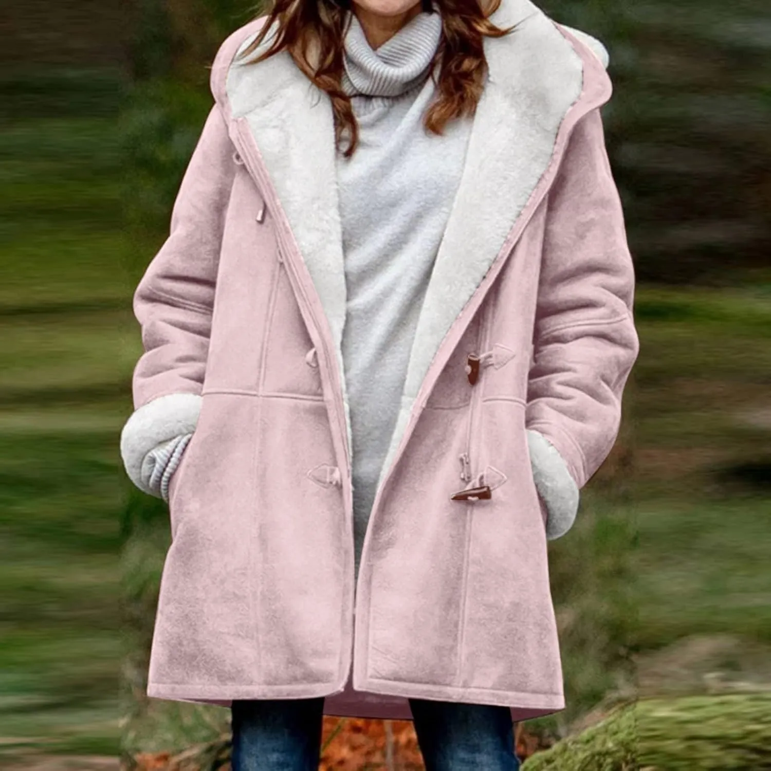 jsaierl Long Hoodies for Women Fleece Lined Hooded Jacket Comfy Warm Thicken Outerwear 2024 Winter Parka with Pockets