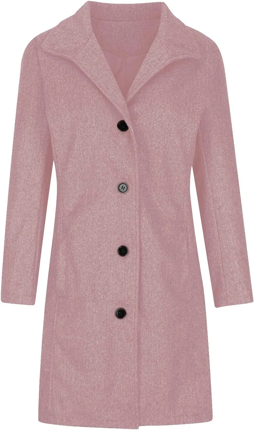 jsaierl Women's Warm Single Breasted Peacoat Mid Long Trench Coat Fall Winter Fashion Elegant Jackets Overcoat Windbreaker