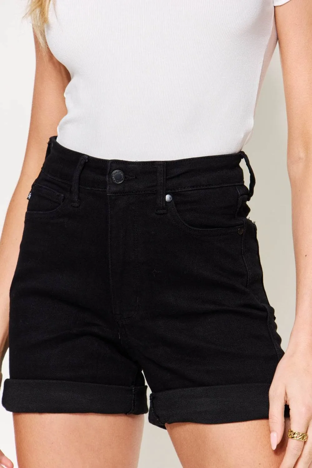 Judy Blue Full Size High Waist Tummy Control Cuffed Denim Shorts Style #: 150237