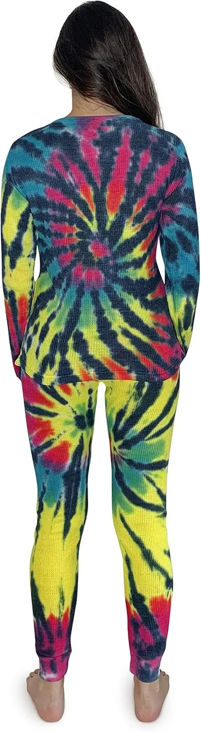Just Love Womens Tie Dye Two Piece Thermal Pajama Set