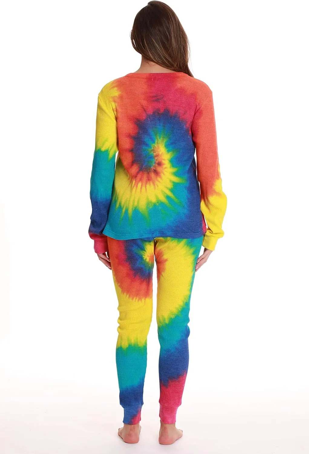 Just Love Womens Tie Dye Two Piece Thermal Pajama Set