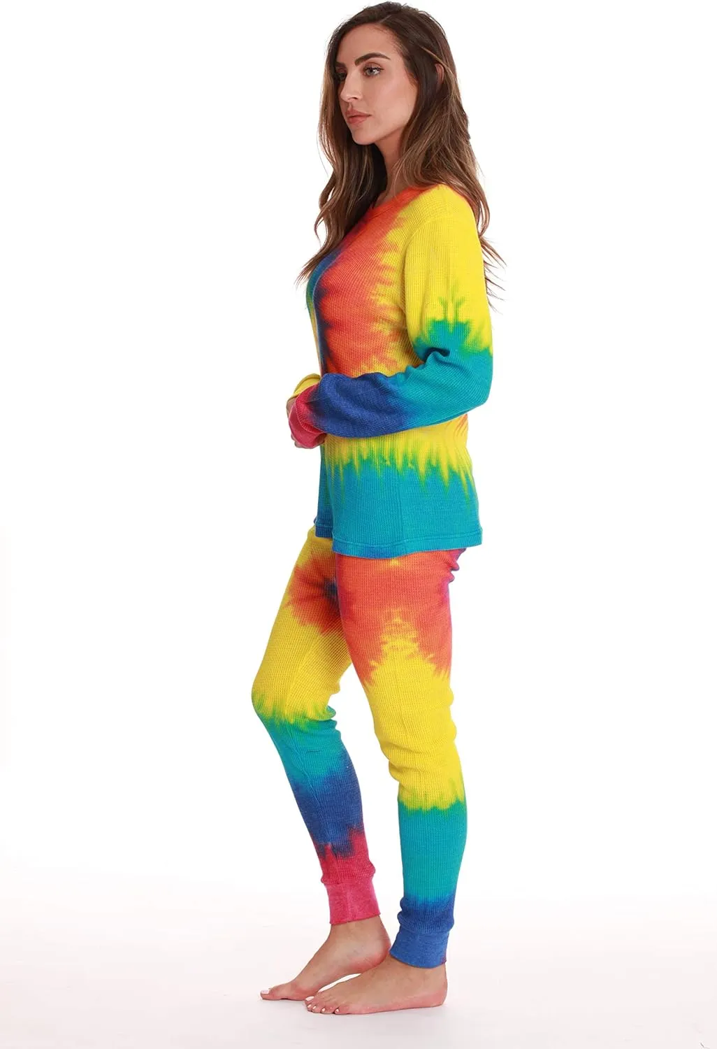 Just Love Womens Tie Dye Two Piece Thermal Pajama Set