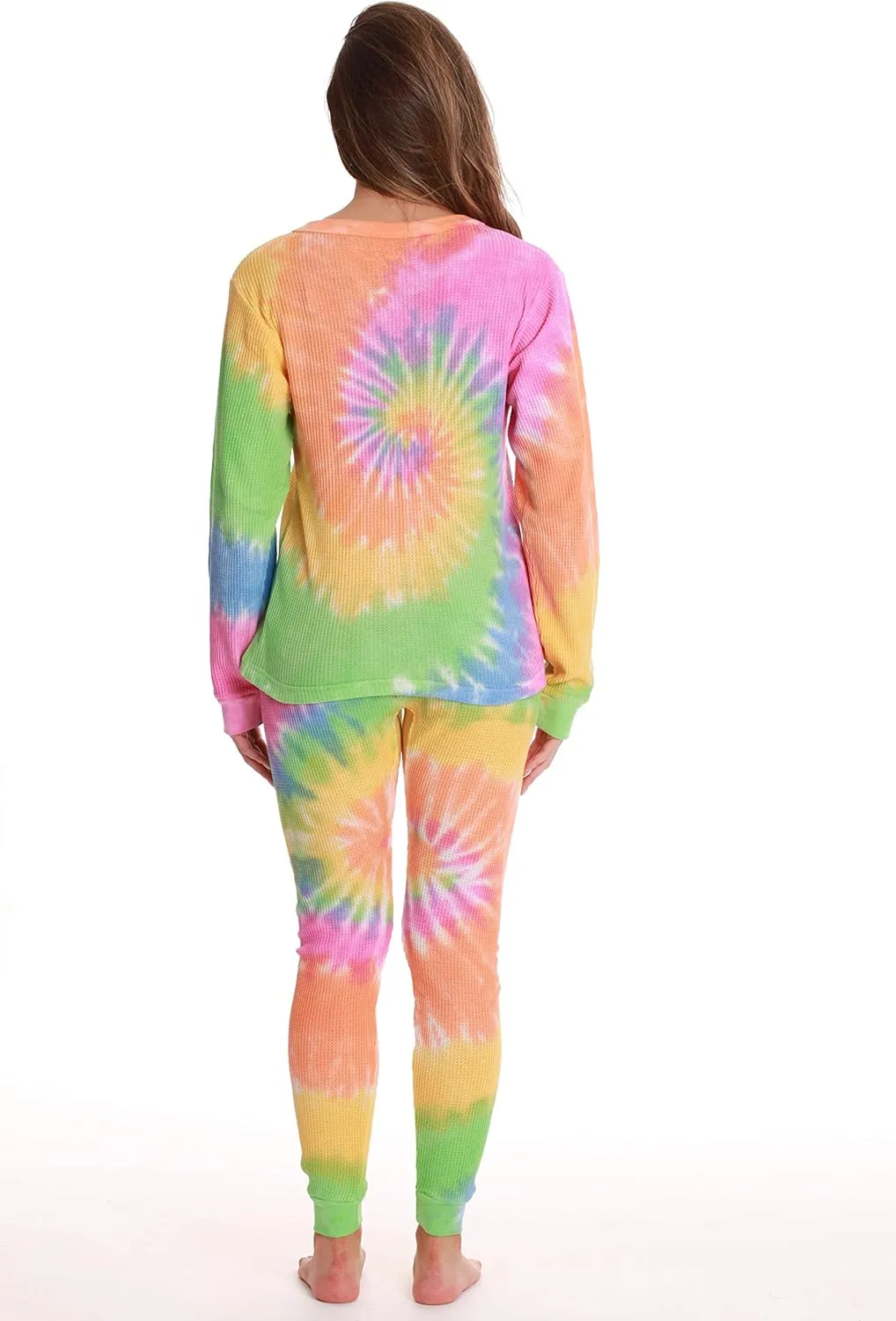 Just Love Womens Tie Dye Two Piece Thermal Pajama Set