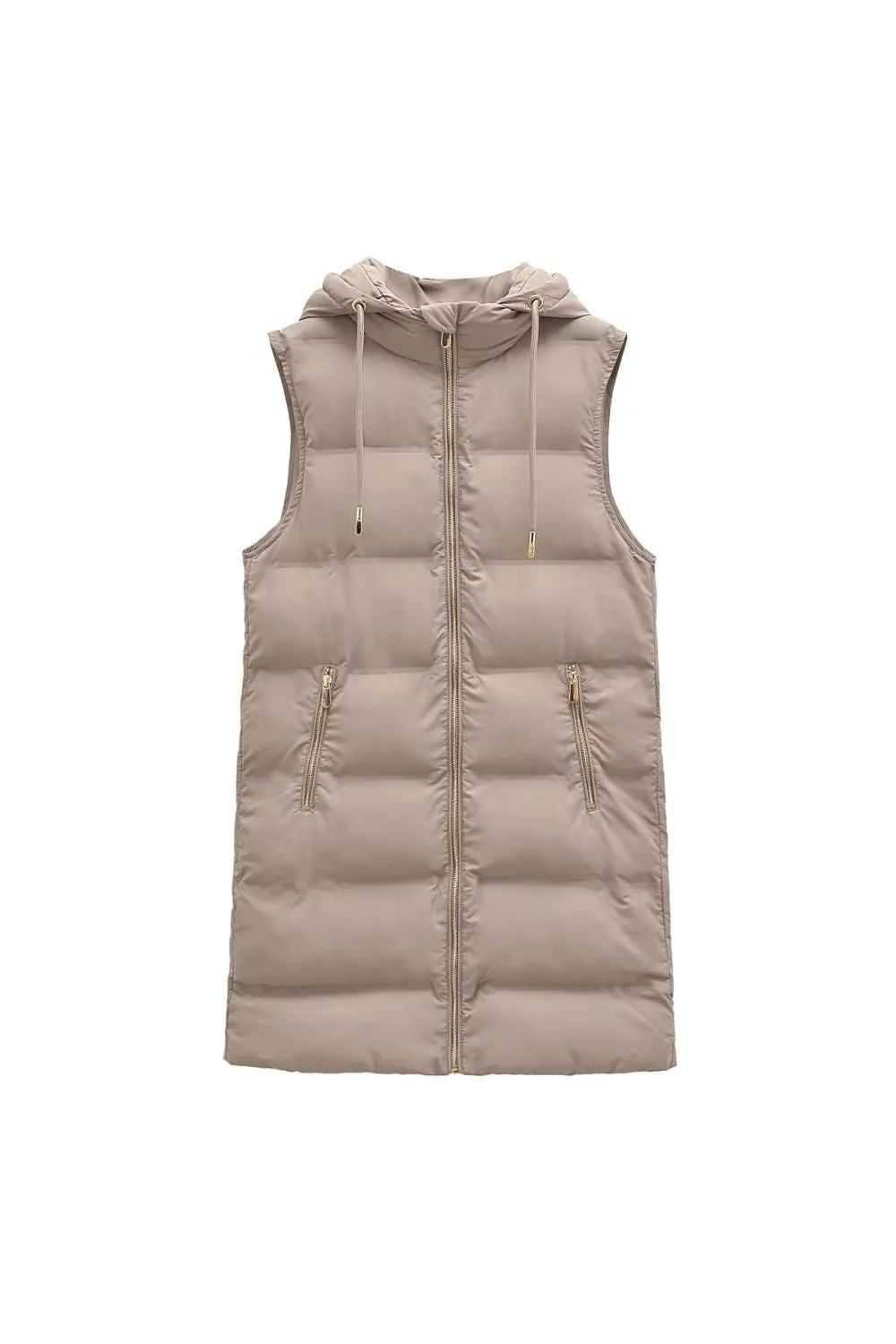 'Kennedy' Stand Collar Long Puffer Vest Coat