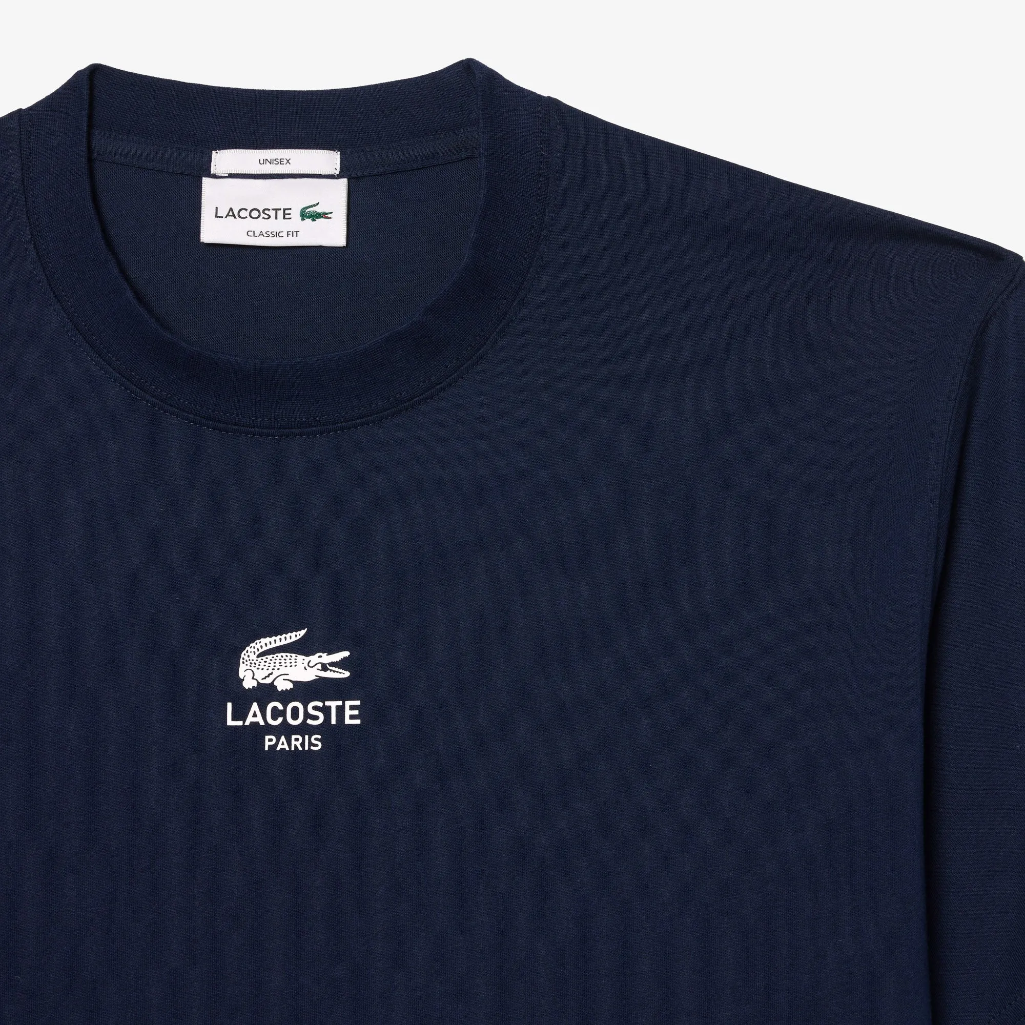 Lacoste Signature Print Cotton T-shirt Navy Blue TH2739 166