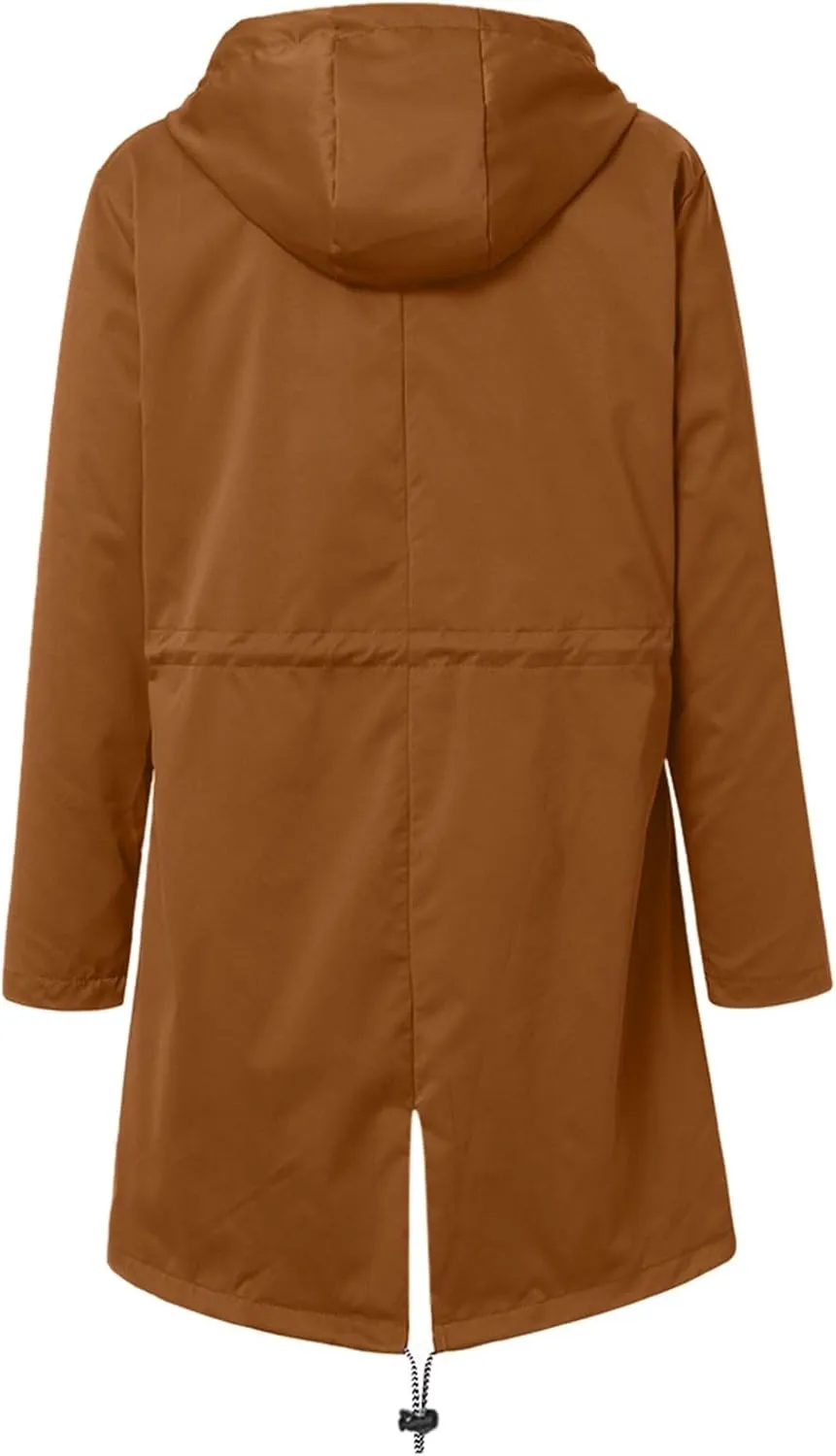 Lady Single Breasted Classic Long Trench Coat with Hooded Slim Casual Waterproof Outfits Waist Women's Anoraks 2023
