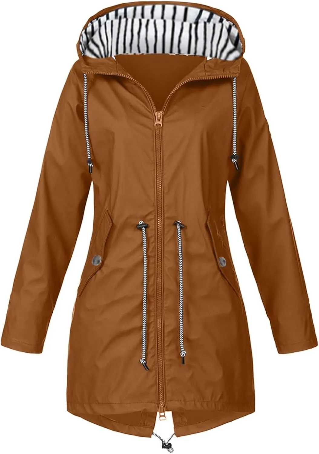 Lady Single Breasted Classic Long Trench Coat with Hooded Slim Casual Waterproof Outfits Waist Women's Anoraks 2023