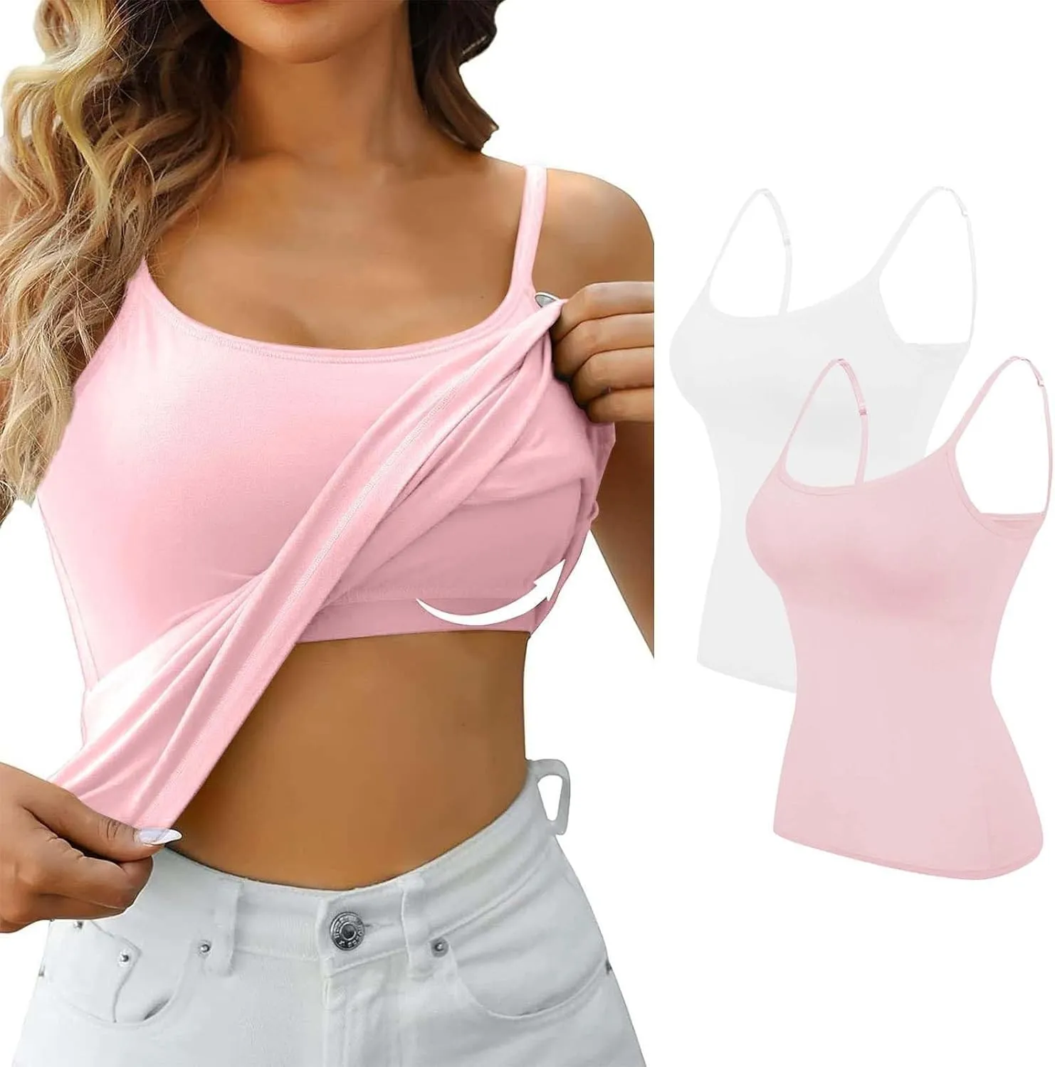 LCMTWX Built In Bra Tank Tops For Women Camisole With Frame Bra Undershirt Shelf Bra Tank Tops For Women Tank Top Women