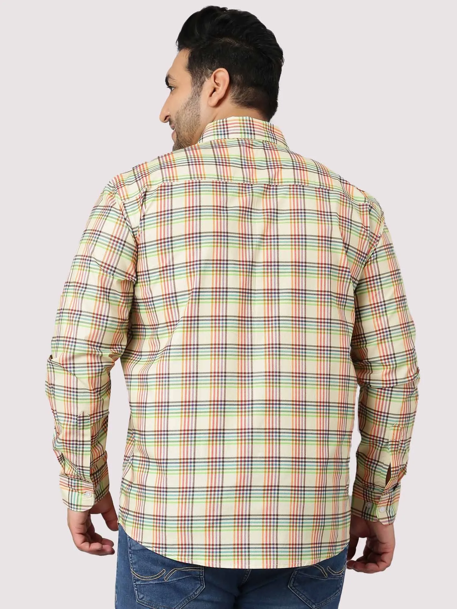 Light and Bright Yellow Checks Shirts Men's Plus Size