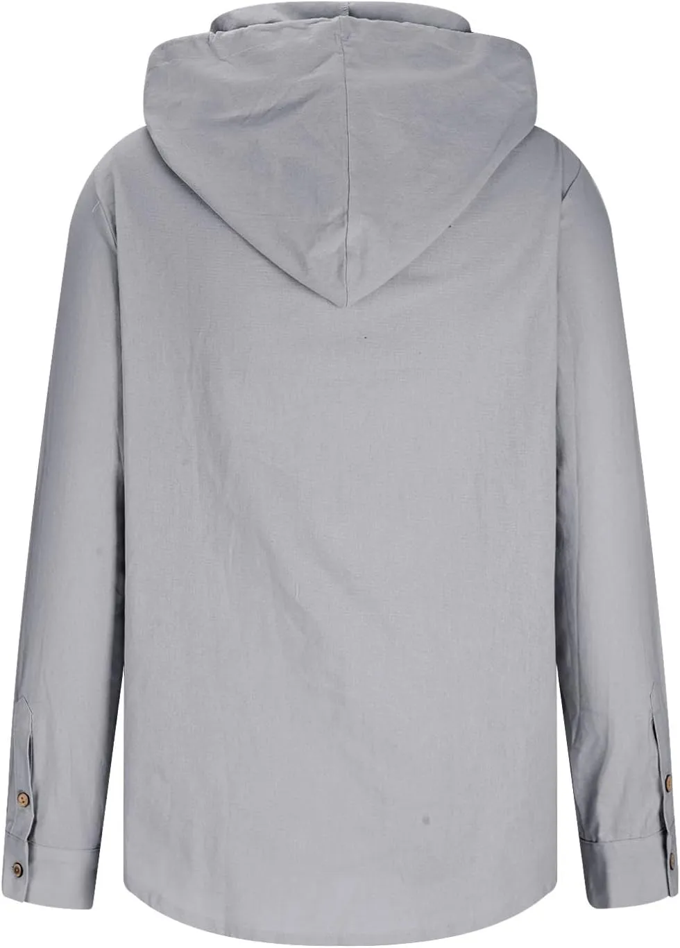 Linen Shirts for Men Casual Button Shirts Summer Cotton Linen Drawstring Hoodie Beach Long Sleeve Shirts Top with Hood