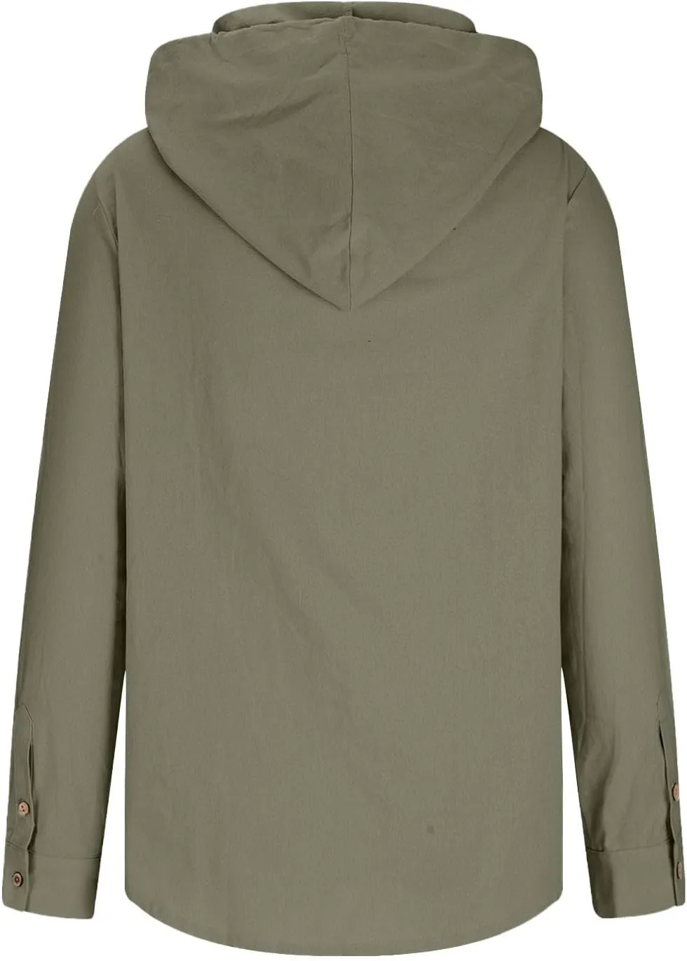 Linen Shirts for Men Casual Button Shirts Summer Cotton Linen Drawstring Hoodie Beach Long Sleeve Shirts Top with Hood