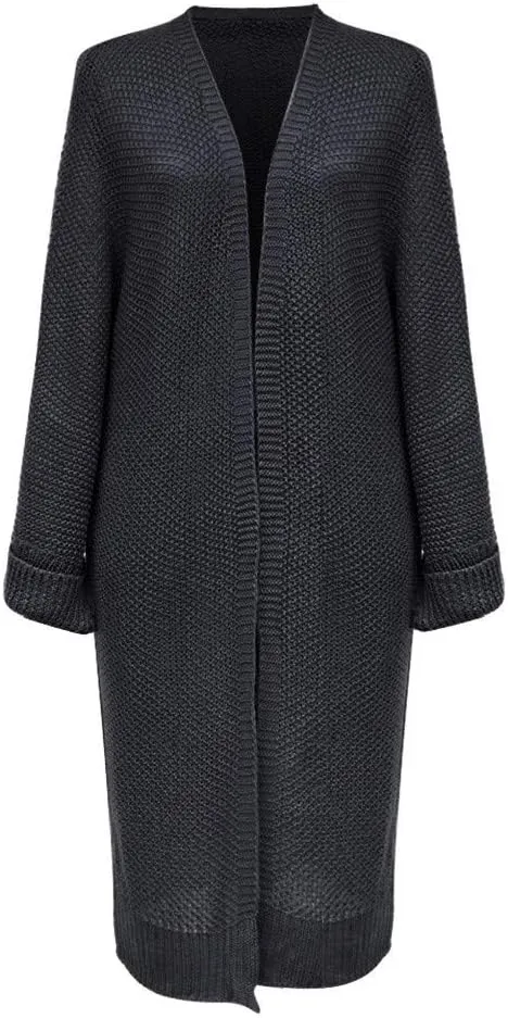 Long Chunky Knitted Cardigan for Women Balloon Sleeve Open Front Cardigans Lightweight Casual Trendy Wrap Knitwear
