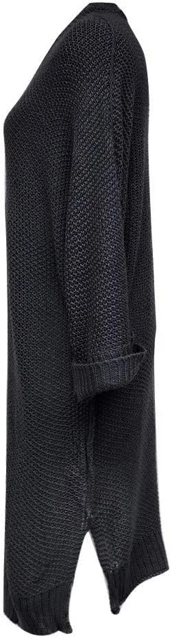 Long Chunky Knitted Cardigan for Women Balloon Sleeve Open Front Cardigans Lightweight Casual Trendy Wrap Knitwear
