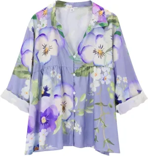 Long Sleeve Cotton Collared Blouse Linen Tops Imitation Silk Long Sleeved Shirt Spring and Summer New European and